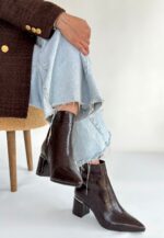 Meça Kahverengi Cilt Topuklu Bot Kahverengi