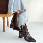 Meça Kahverengi Cilt Topuklu Bot Kahverengi