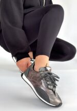 Ranu Platin Cilt Paraşüt Detaylı Bağcıklı Spor Ayakkabı Platin