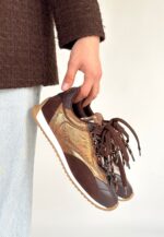 Ranu Kahverengi Cilt Paraşüt Detaylı Bağcıklı Spor Ayakkabı Kahverengi