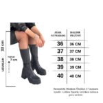 Moki Siyah Cilt Topuklu Çizme Siyah