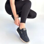 Tawen Siyah Cilt Bej Tabanlı Bağcıklı Spor Ayakkabı Siyah1