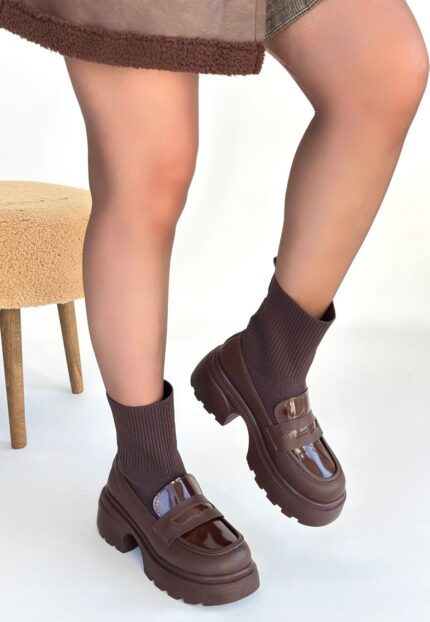 Wanye Kahverengi Cilt Cilt Streçli Bot Kahverengi