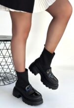 Wanye Siyah Cilt Cilt Streçli Bot Siyah