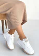 Tawen Beyaz Cilt Bağcıklı Spor Ayakkabı Beyaz