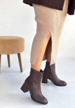 Tendy Kahverengi Cilt Topuklu Bot Kahverengi