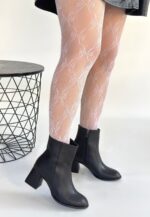 Tendy Siyah Cilt Topuklu Bot Siyah