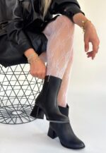 Tendy Siyah Cilt Topuklu Bot Siyah