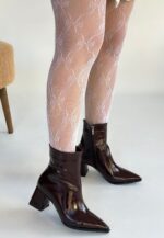 Mosy Bordo Rugan Topuklu Bot Kahverengi