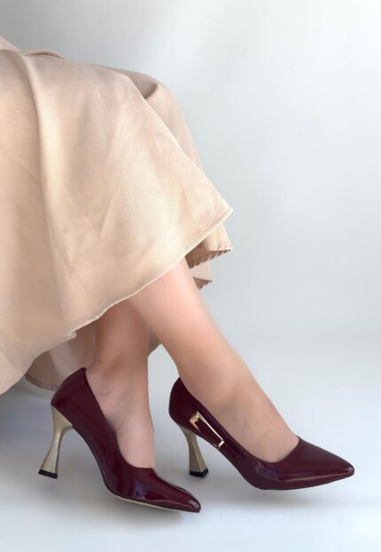 Motya Bordo Rugan Topuklu Ayakkabı Bordo