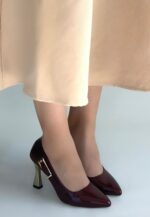 Motya Bordo Rugan Topuklu Ayakkabı Bordo