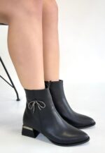 Harly Siyah Cilt Topuklu Bot Siyah