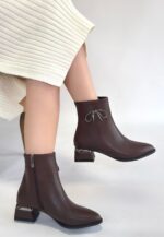 Harly Kahverengi Cilt Topuklu Bot Kahverengi